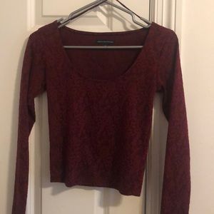 American Eagle Maroon Lace Top